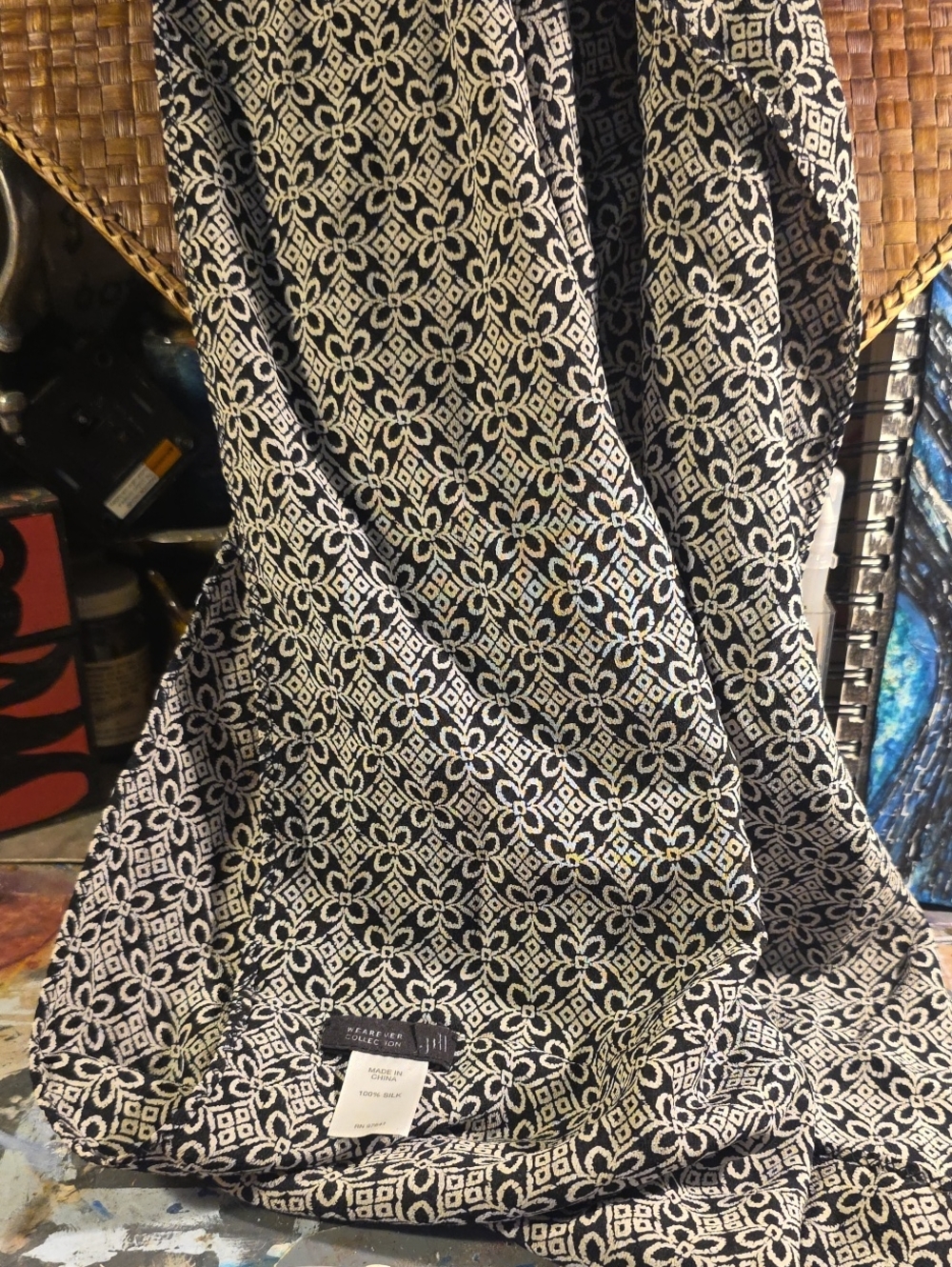 J. Jill Wearever 100% Silk
Geometric Medallion Infinity
Scarf Black White